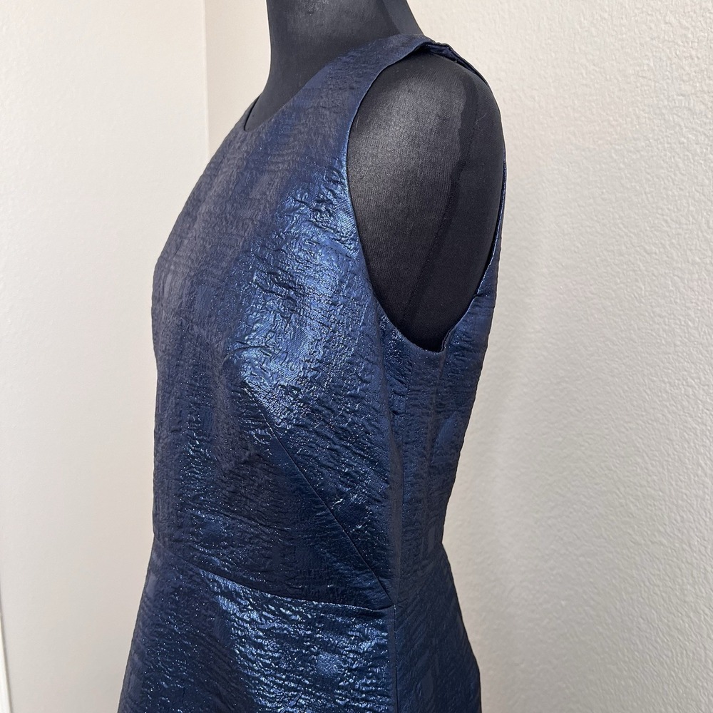 NWT 12 Milly Metallic Fit Flare Dress Sleeveless Textured Shimmer Party Wool - Picture 7 of 14